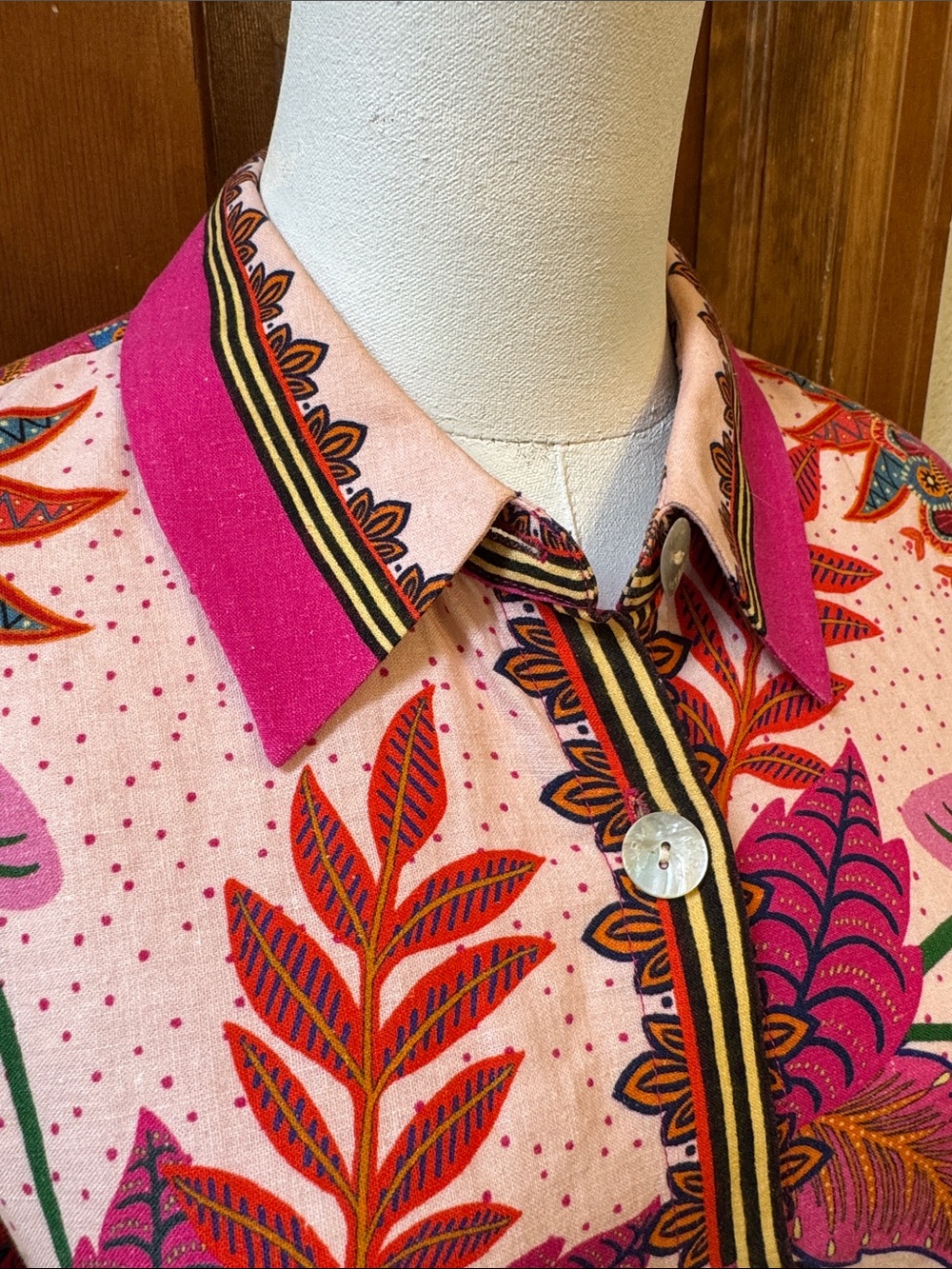 FARM Rio Pink Tropical Print Button-Front Jacket Size L - Picture 8 of 10